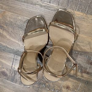 ASOS Design heeled sandals in rose gold